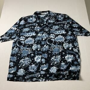 VHO Mens Comic Book Quote Button Down Hawaiian Style Shirt Size 6X